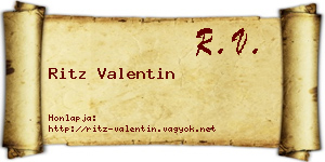 Ritz Valentin névjegykártya